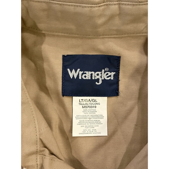 Wrangler Shirt Mens XL Tall Brown Long Sleeve Pearl Snap Wrancher Pockets Work - Picture 6 of 8